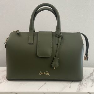 Executive Convertible Leather Bag Classic Size Olive Green by Silver & Riley